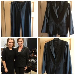 Antonio Melani Black Pinstripe Suit